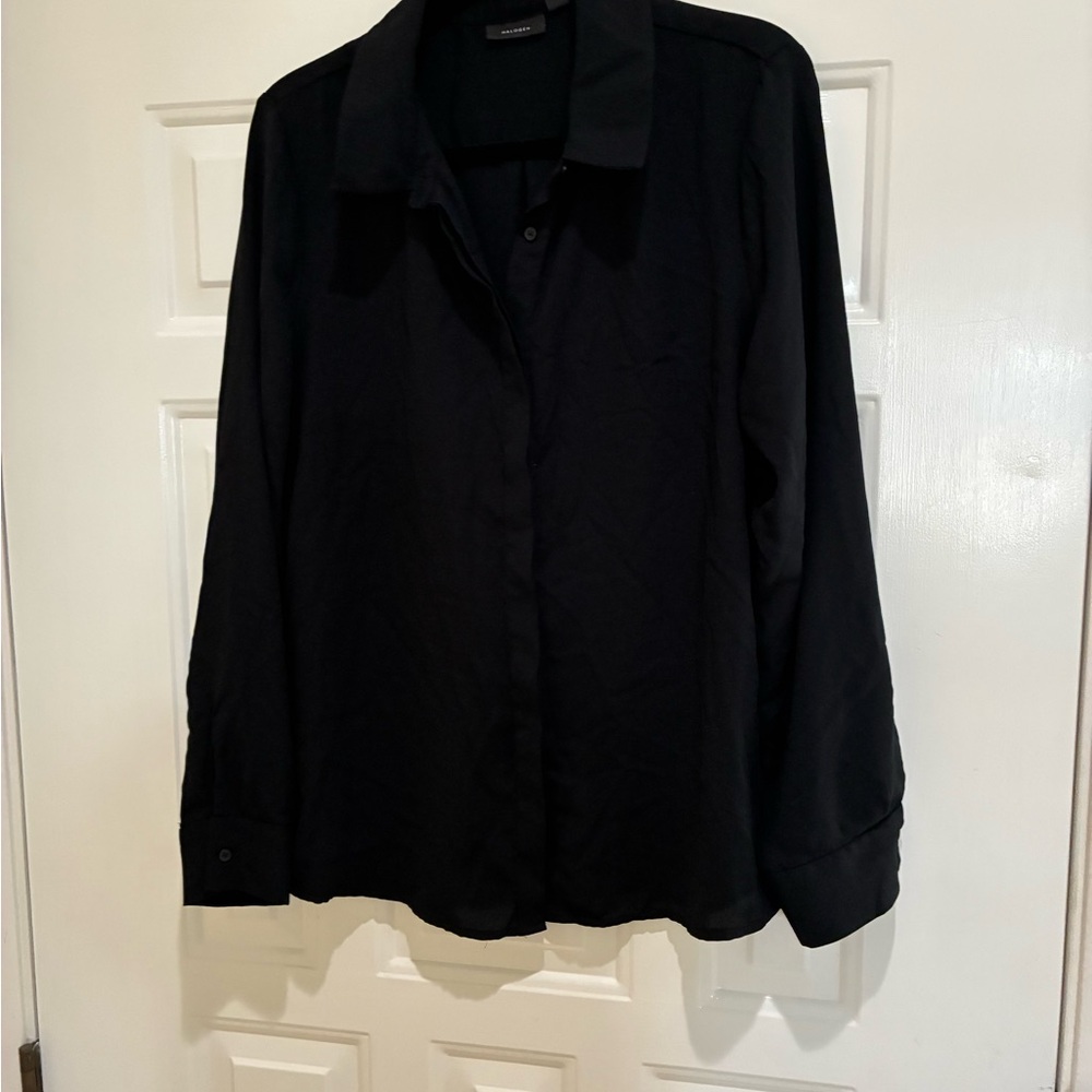 Halogen Black Button Down Shirt - image 1